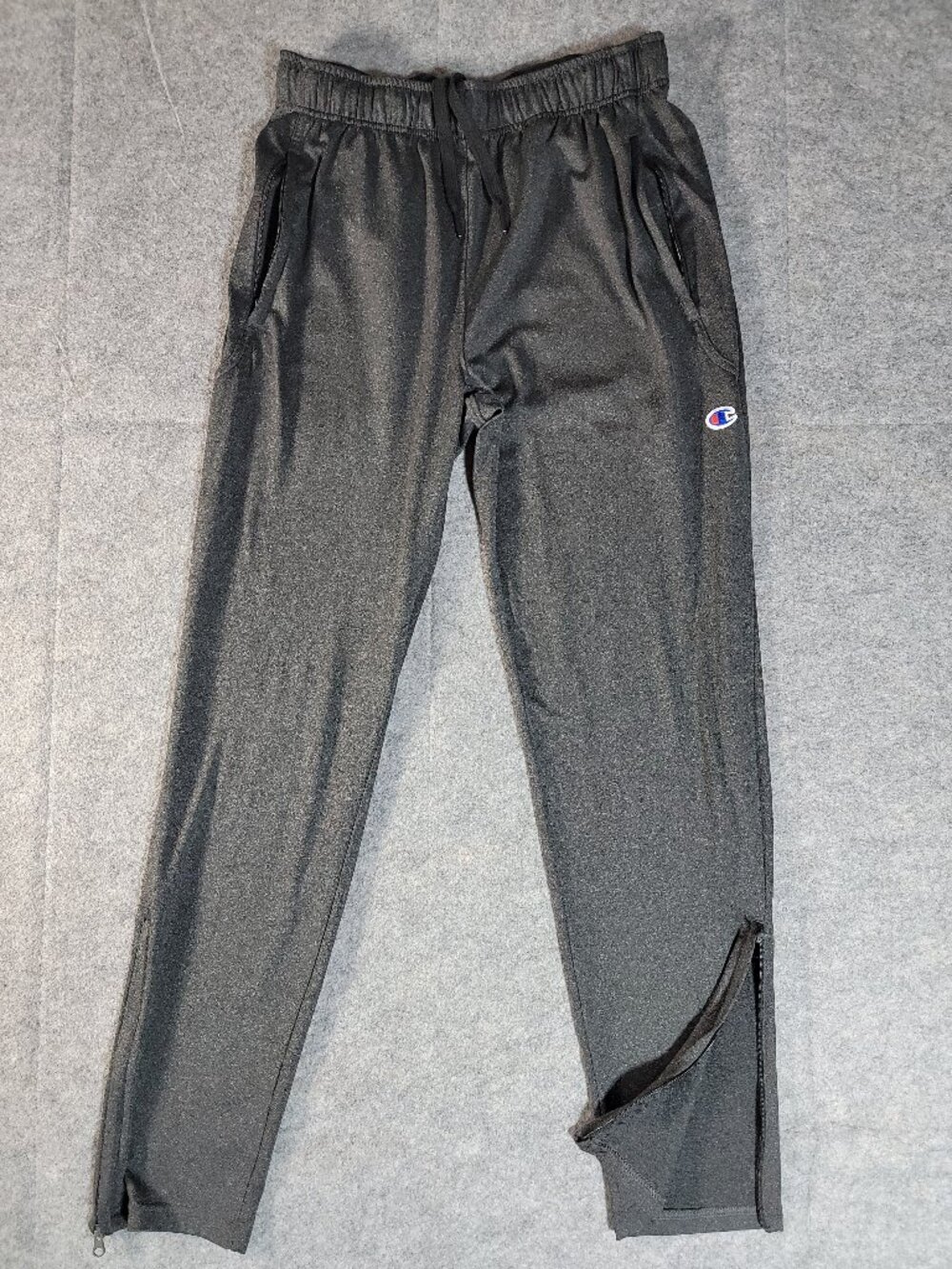 Champion Men's Dark Grey Active Track Pants Zip Pockets Ankle Zips Size Small